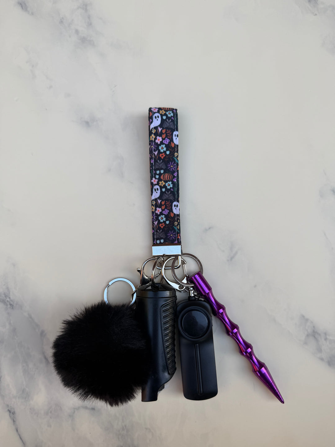 Handmade ghost floral garden self-defense keychain