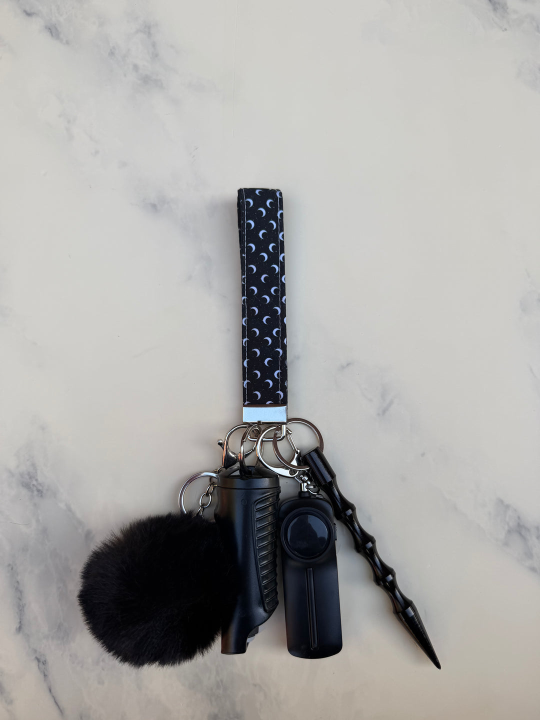 Handmade midnight moon self-defense keychain