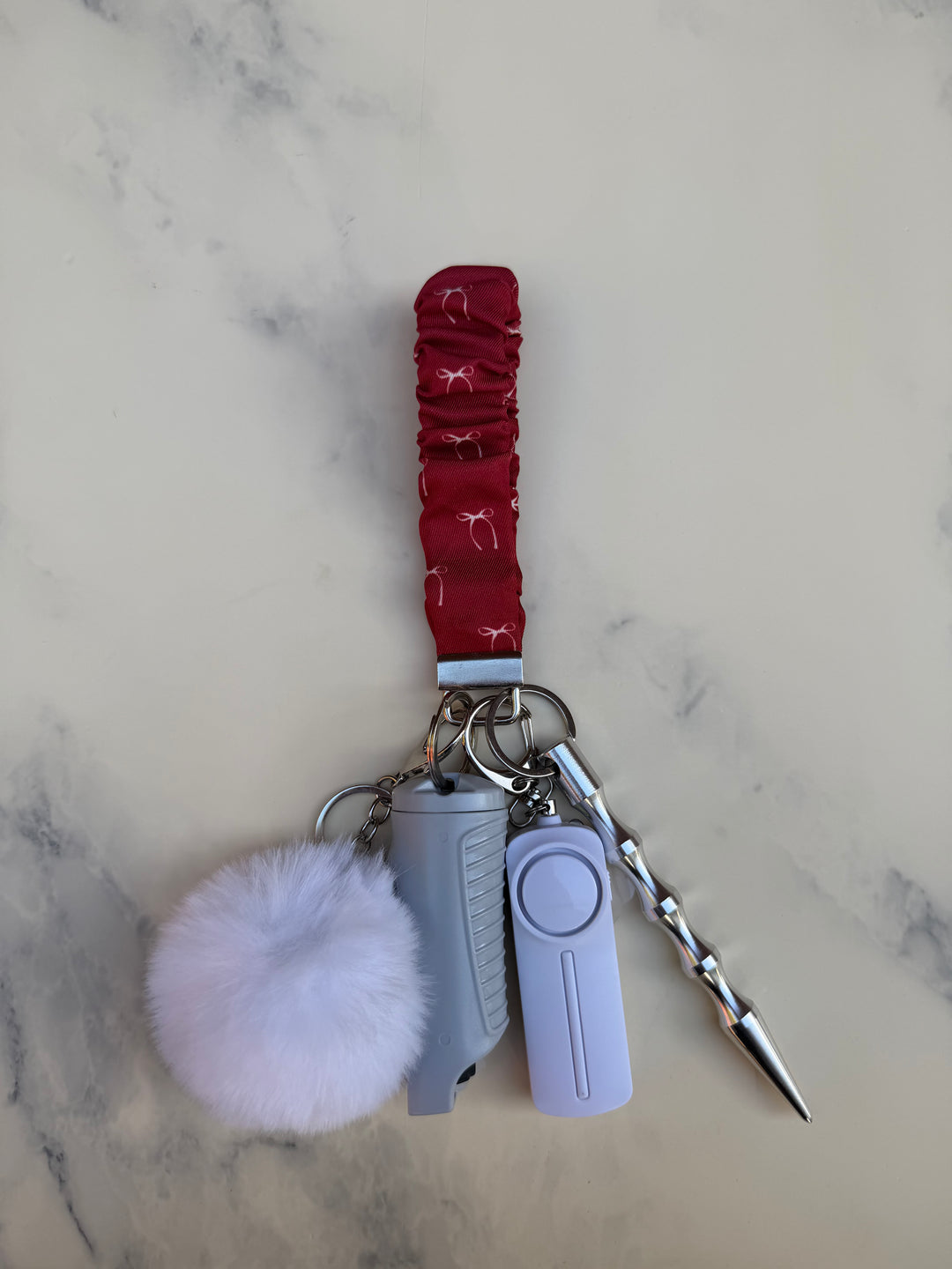 Handmade red bow self-defense keychain