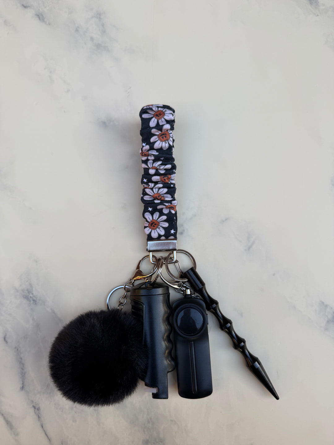 Handmade pumpkin floral self-defense keychain