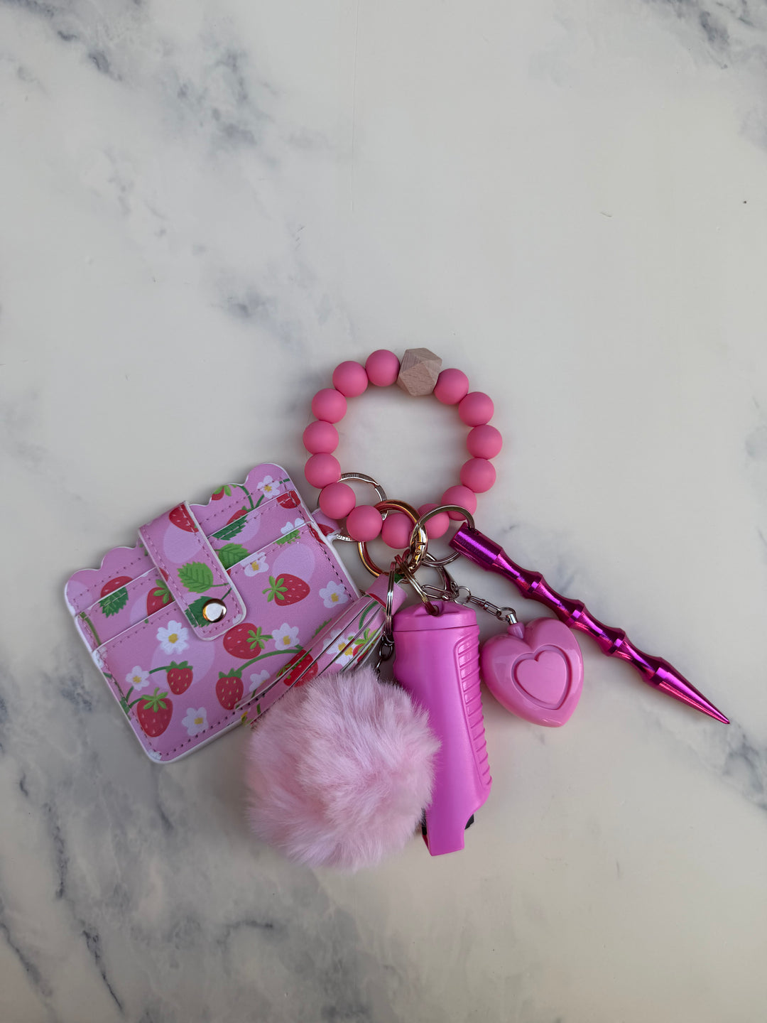 Strawberry wallet self-defense keychain