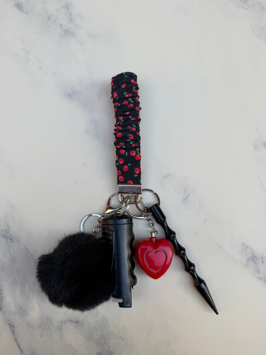 Handmade cherry self-defense keychain