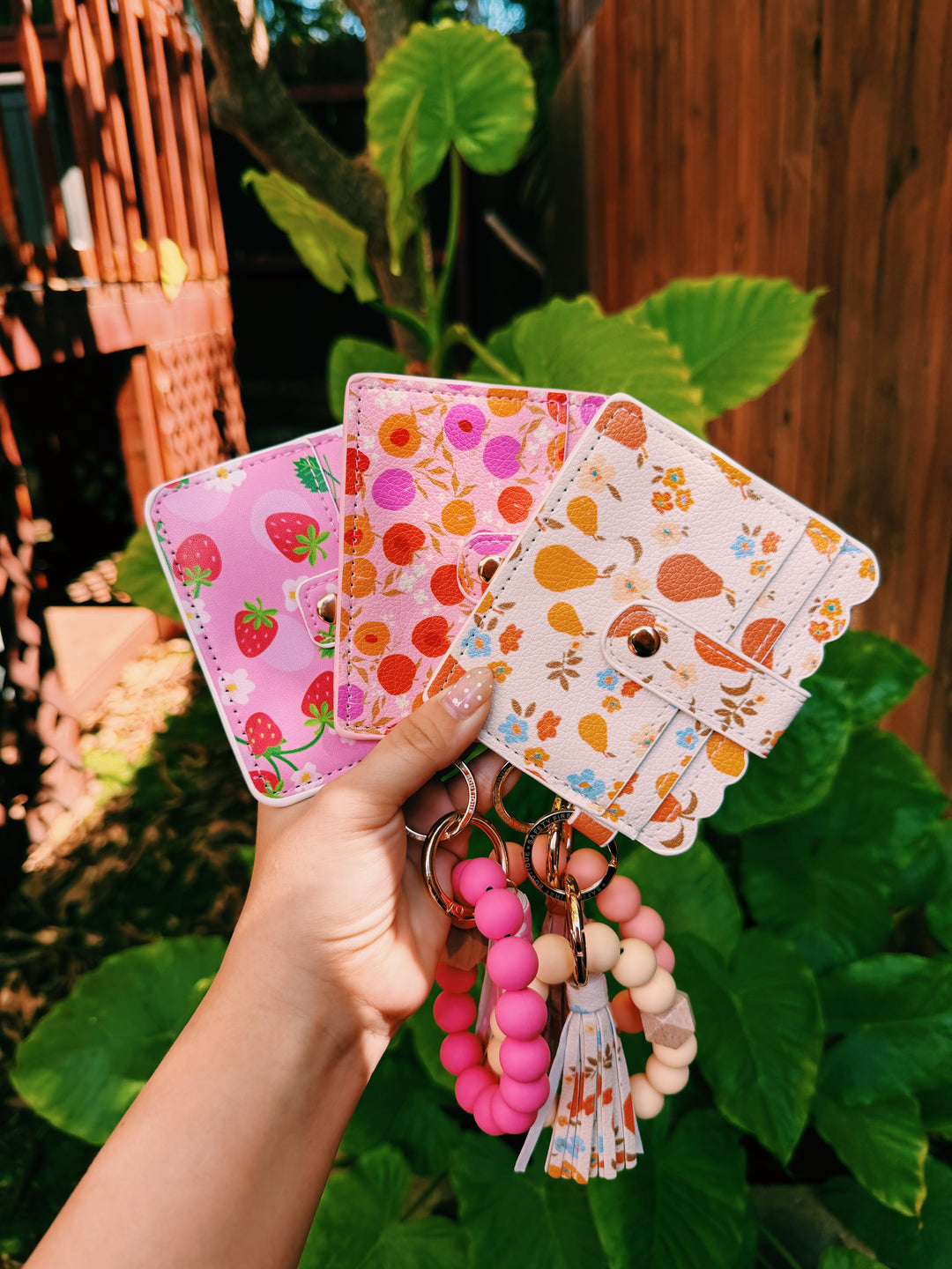 Fruit beaded wallet