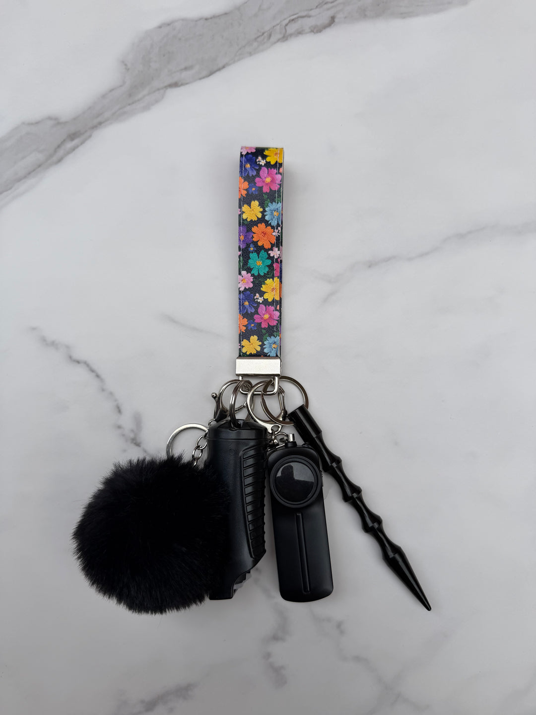 Handmade pastel daisy self-defense keychain