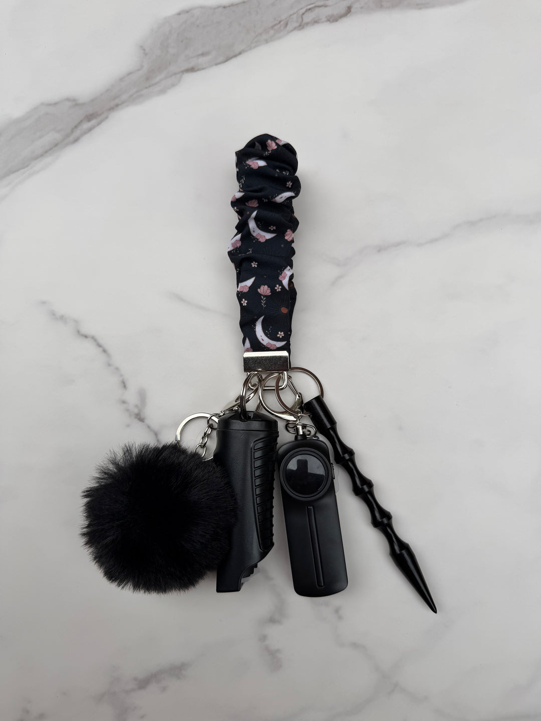 Handmade floral moon self-defense keychain