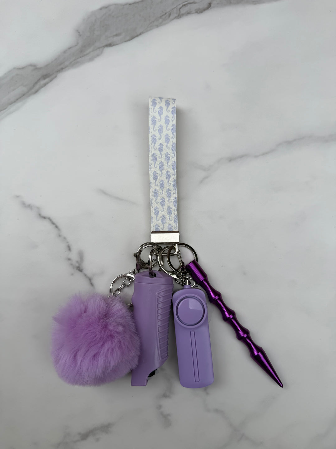 Handmade seahorse self-defense keychain