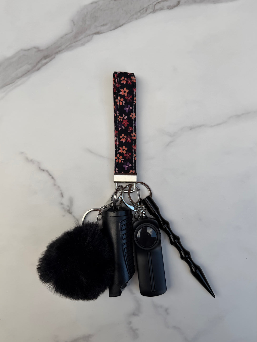 Handmade fall floral self-defense keychain
