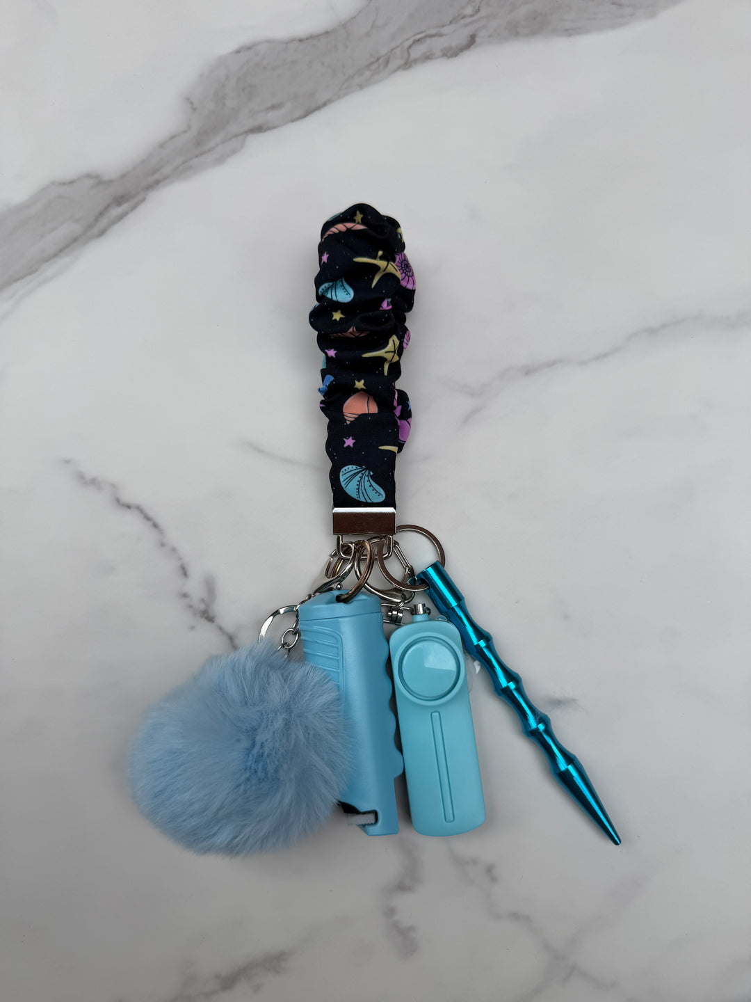 Handmade pastel shell self-defense keychain