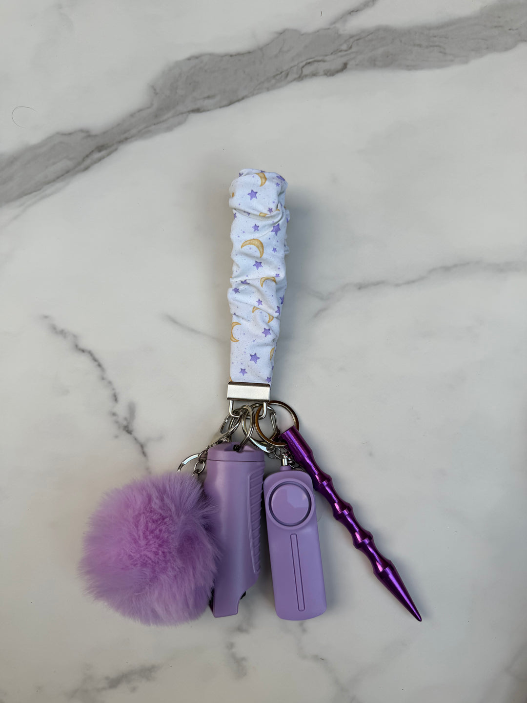 Handmade galaxy scrunchie self-defense keychain