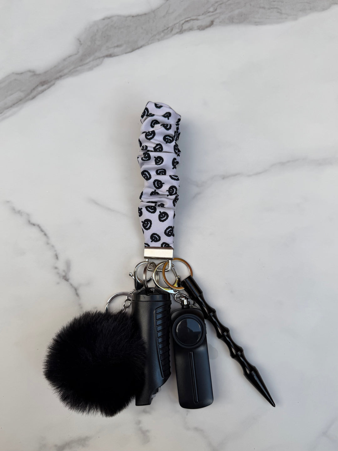 Handmade pumpkin scrunchie self-defense keychain