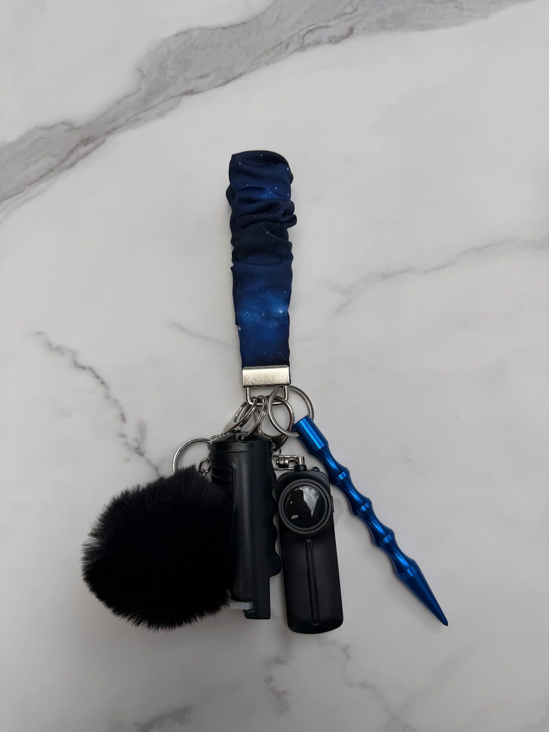 Handmade galaxy scrunchie self-defense keychain