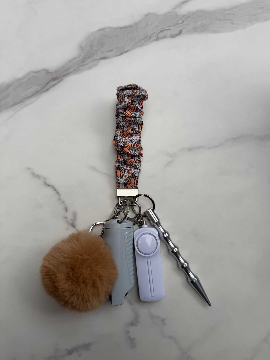 Handmade pumpkin scrunchie self-defense keychain