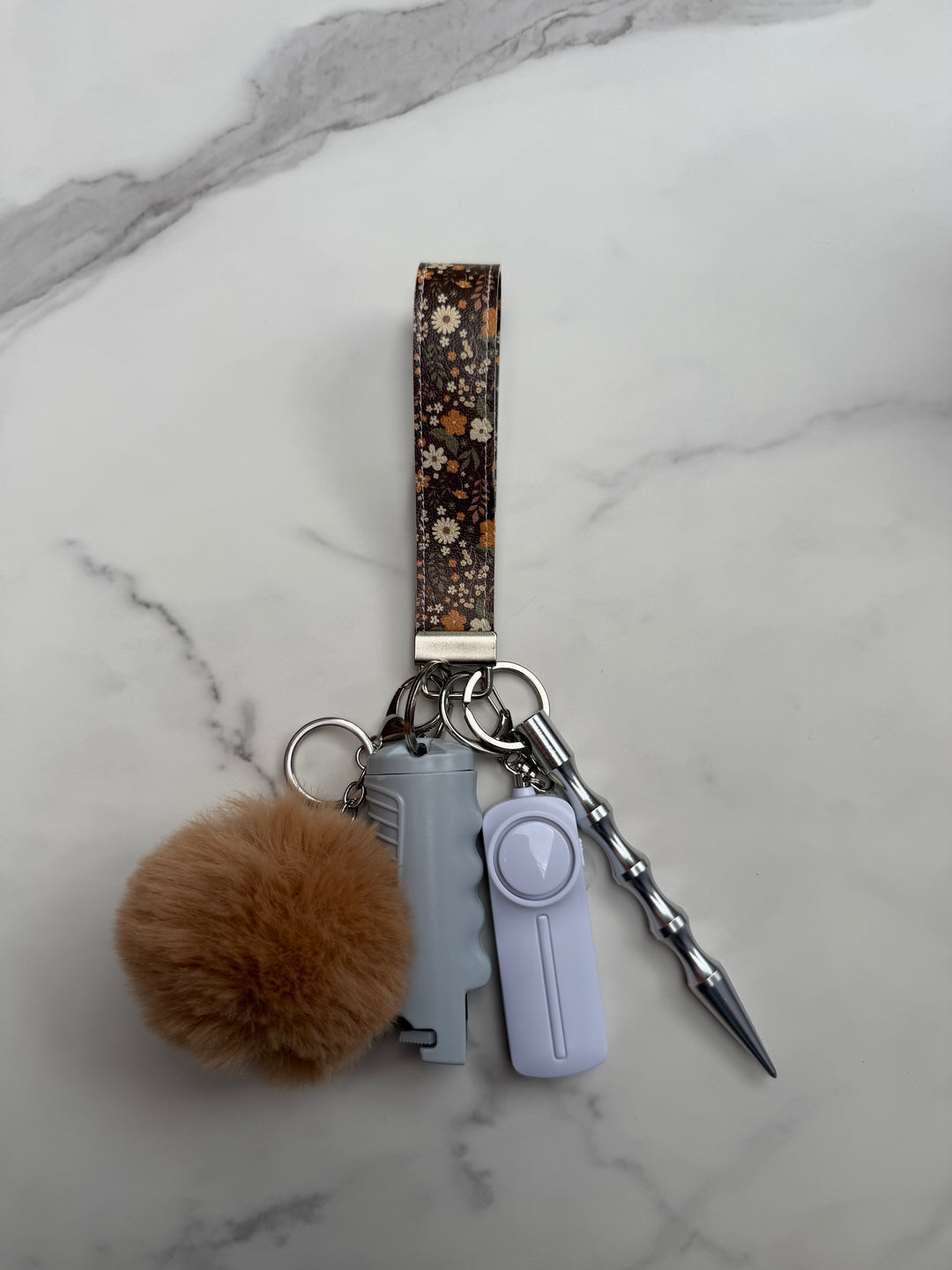 Handmade autumn floral self-defense keychain