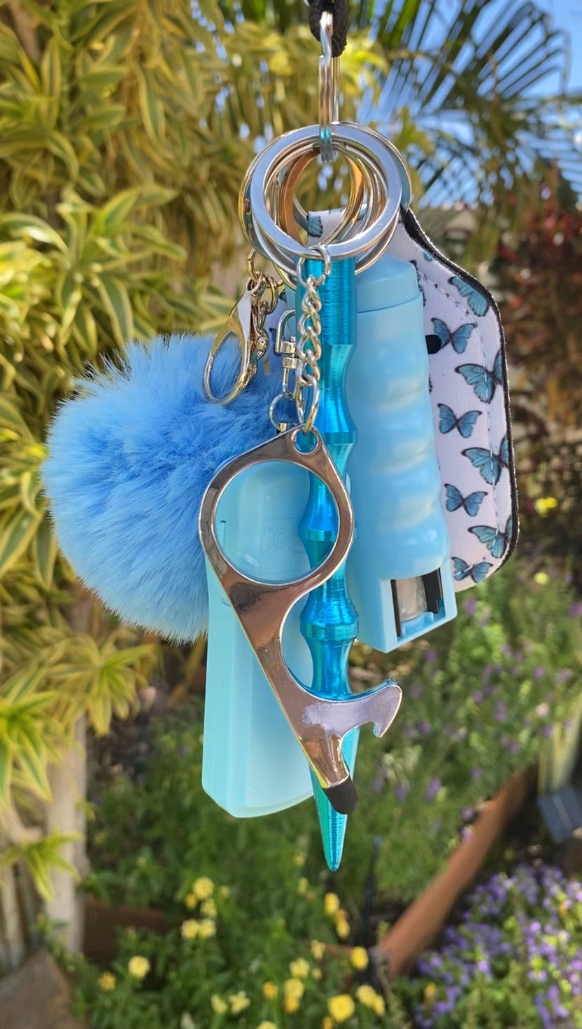 Brown beaded wallet ring selfdefense keychain Safety First Boutique