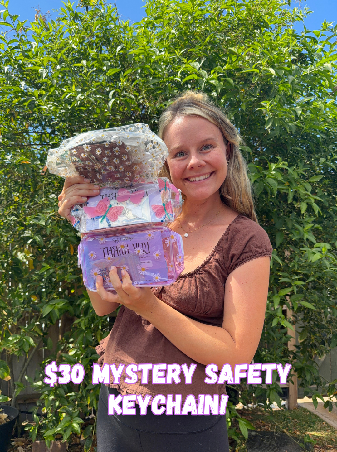 Mystery self-defense keychain with zipper pouch